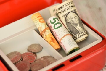 paper francs dollars and coins