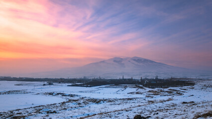 mountain with snowy landscape