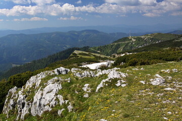 Fototapeta premium Landscape at hiking track to Schneealpe, Styria, Austria, Europe 