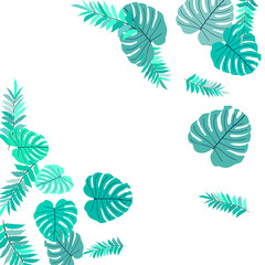 Fototapeta na wymiar Vector tropical pattern, bright tropical foliage, monstera leaves