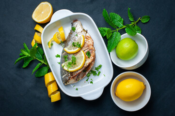 Whole bream with lemon and parsley