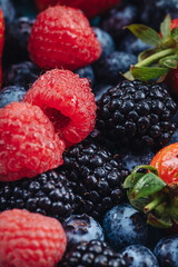 Mix of fresh berries fruits for healthy eating