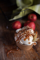 homemade ice cream with apples and cinnamon 