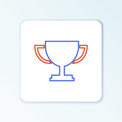 Line Trophy cup icon isolated on white background. Award symbol. Champion cup icon. Colorful outline concept. Vector.