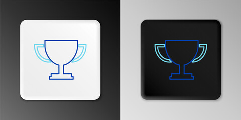Line Trophy cup icon isolated on grey background. Award symbol. Champion cup icon. Colorful outline concept. Vector.