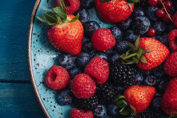 Mix of fresh berries fruits for healthy eating