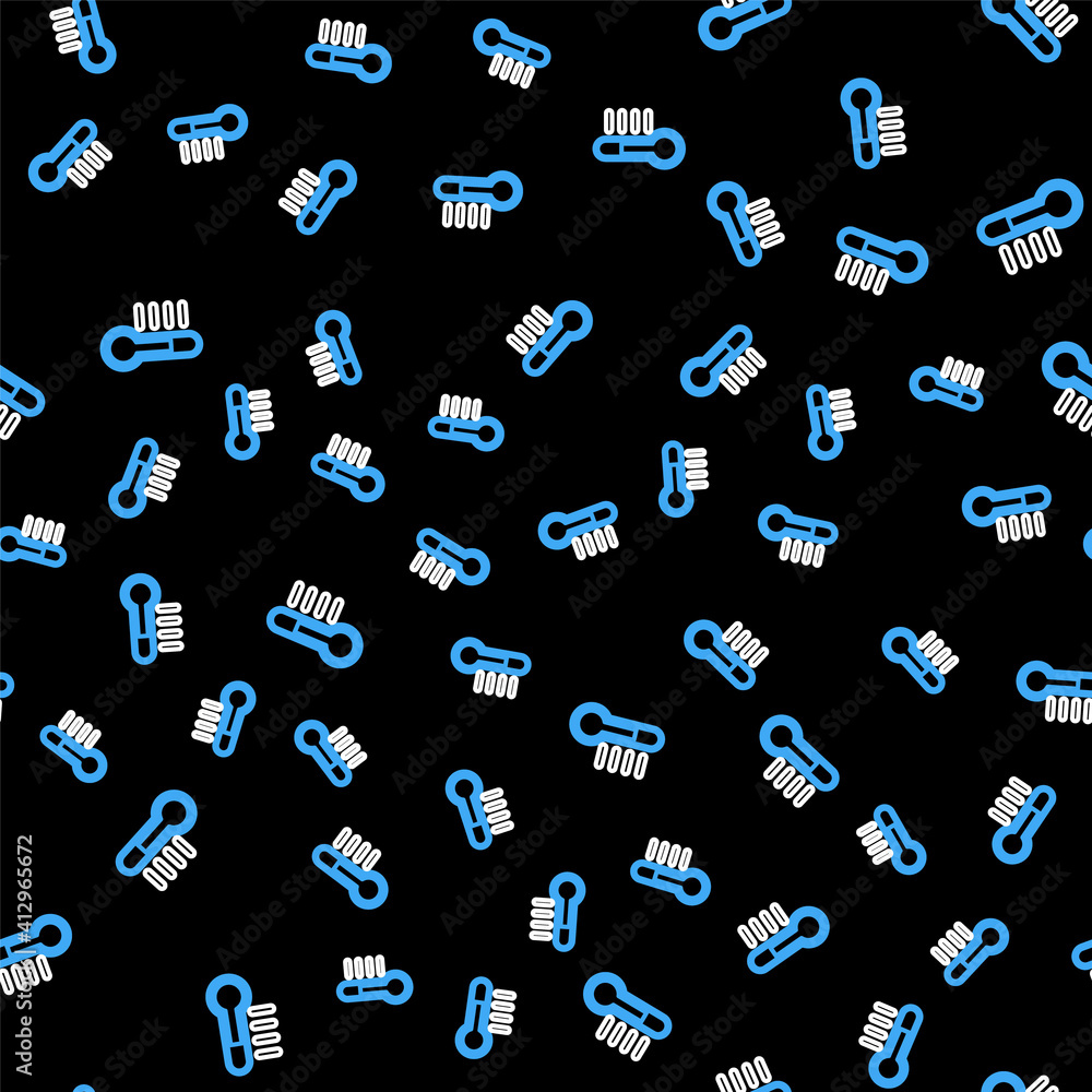 Poster line thermometer icon isolated seamless pattern on black background. vector.