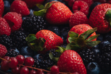 Fototapeta na wymiar Mix of fresh berries fruits for healthy eating