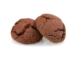 Yummy cocoa chocolate cookies isolated on the white background