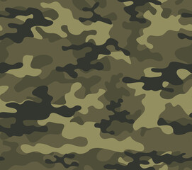 Fototapeta premium Khaki vector camouflage trendy street seamless pattern on textiles.