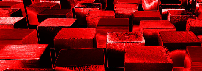 red abstract banner with cubes