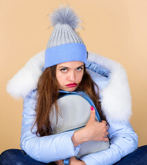 Casual outfit for modern life. Casual style. Fashion accessory. Girl adorable model with fancy...