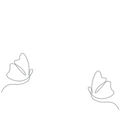 Butterfly fly line drawing, vector illustration	