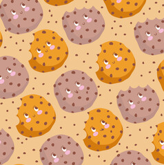 food pattern funny happy cartoon cookie bitten
