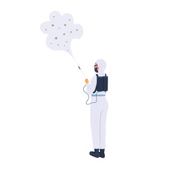 Disinfector flat color vector faceless character. Woman with special device for killing dangerous viruses. Covid safety rules isolated cartoon illustration for web graphic design and animation