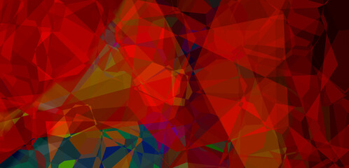 Polygon abstract wall decor in red