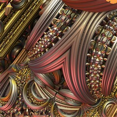 background of various abstract gold and silver elements. fantastic structure.