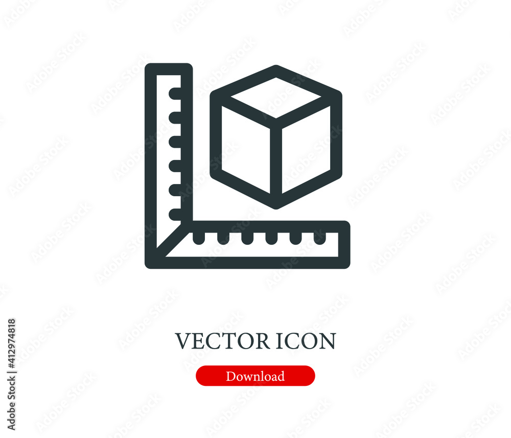 Poster ruler vector icon. editable stroke. linear symbol for use on web and mobile apps, logo, print media.