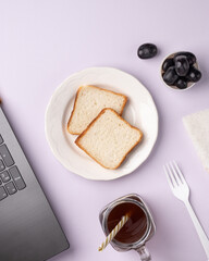 Sliced Bread stock image with wooden background.