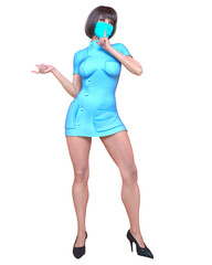Beautiful woman doctor in sterile medical mask.
