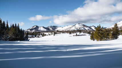 Steamboat Lake State Park in Clark, Colorado in winter