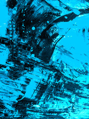 Blue creative abstract hand painted background, marble and brush texture
