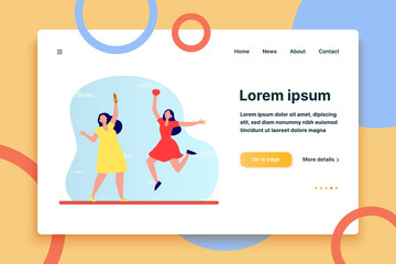 Healthy vs junk food. Fat and slim women holding hot dog and apple flat vector illustration. Healthy eating, unhealthy habit, lifestyle concept for banner, website design or landing web page