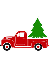 Red Truck, Valentines day Truck, Truck with tree