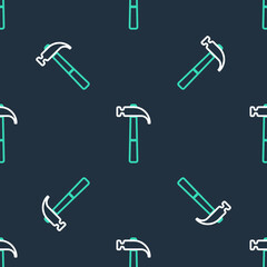 Line Hammer icon isolated seamless pattern on black background. Tool for repair. Vector.