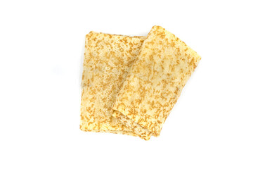 Russian stuffed pancakes on a white background. Isolated image.