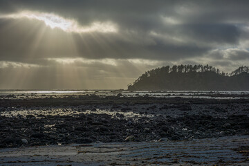 sunset over the sea at Cape Alava in Olympic National Park