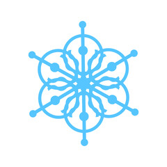 Isolated vector illustration of blue snowflake. Sticker, a graphic element for the design of New Year's themes, presentations, collages, leaflets, banners, flyers, social media layouts.