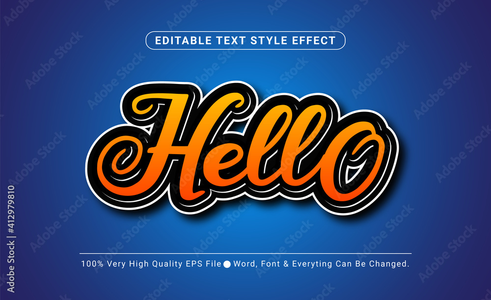 Poster hand lettering hello text effect, editable text effect