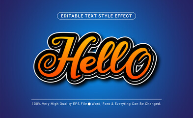 Hand Lettering Hello Text Effect, Editable Text Effect