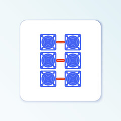 Line Mining farm icon isolated on white background. Cryptocurrency mining, blockchain technology, bitcoin, digital money market, cryptocoin wallet. Colorful outline concept. Vector.