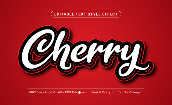 Hand Lettering Cherry Red Text Effect, Editable Text Effect