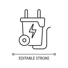 Waste-to-energy linear icon. Energy-from-waste. Processing into fuel source. Garbage and trash. Thin line customizable illustration. Contour symbol. Vector isolated outline drawing. Editable stroke