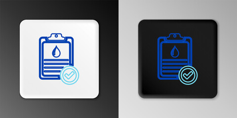 Line Medical clipboard with blood test results icon isolated on grey background. Clinical record, prescription, medical check marks report. Colorful outline concept. Vector.