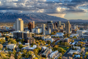 Salt lake City Drone Profile with Mountains 2