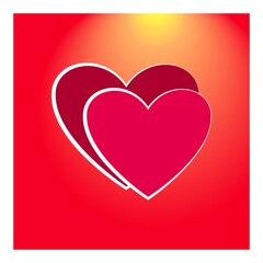 Red heart couple on colorful square background