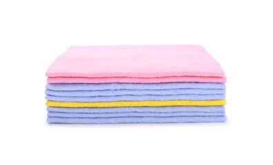 Fototapeta premium Stack of cleaning rags isolated on white