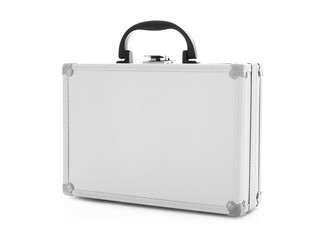 Stylish aluminum hard case isolated on white