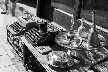 Vintage typewriter. Black and White