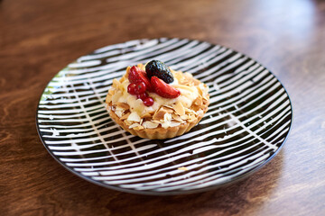 sweet desserts on a wooden table