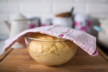 Yeast dough for homemade donuts.