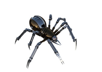 Mechanical spider, high resolution image, Pose2, isolated on white background. 3d rendering, 3d illustration.	