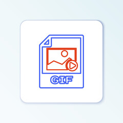 Line GIF file document. Download gif button icon isolated on white background. GIF file symbol. Colorful outline concept. Vector.