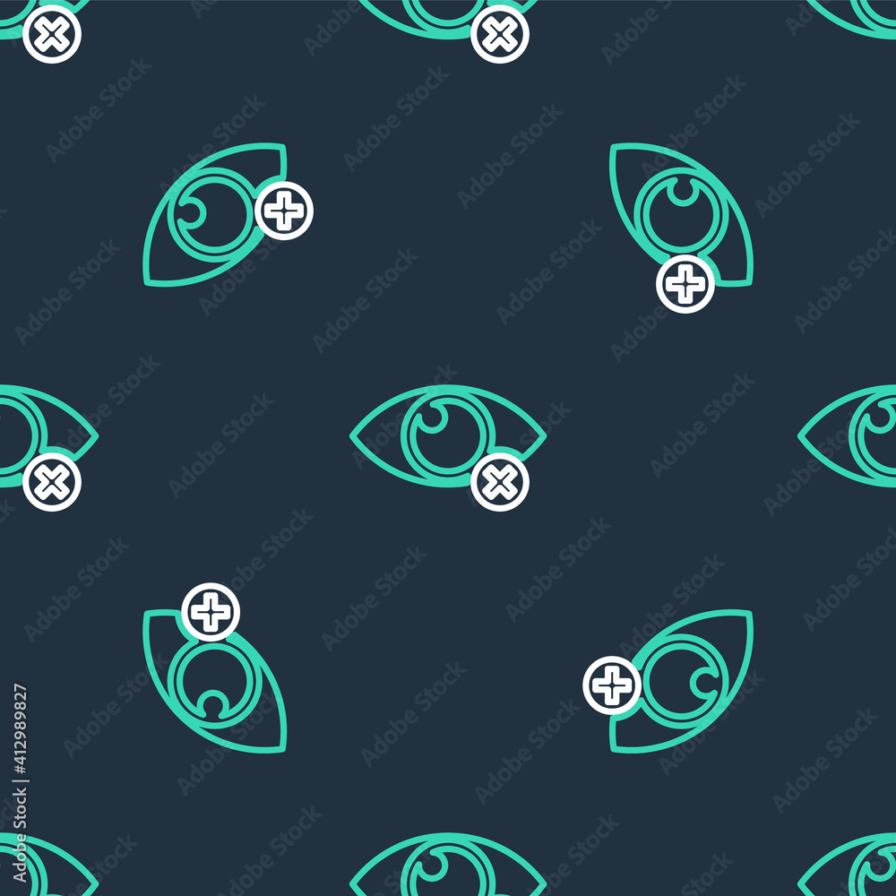 Poster line invisible or hide icon isolated seamless pattern on black background. vector.