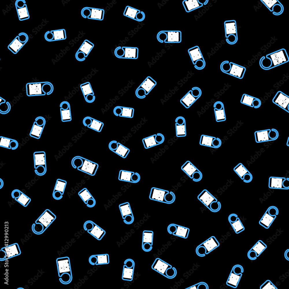 Poster line please do not disturb icon isolated seamless pattern on black background. hotel door hanger tag