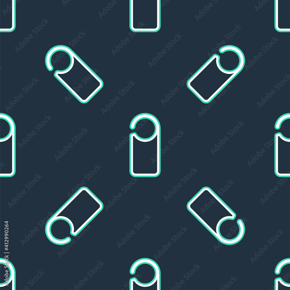 Poster line please do not disturb icon isolated seamless pattern on black background. hotel door hanger tag